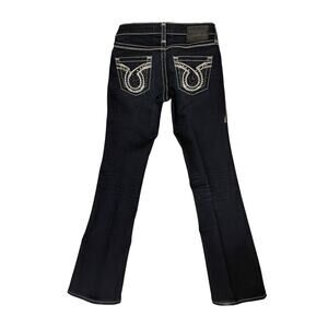 Big Star Liv Stretch Boot Cut Jeans 26L Thick Stitch Bling Pockets